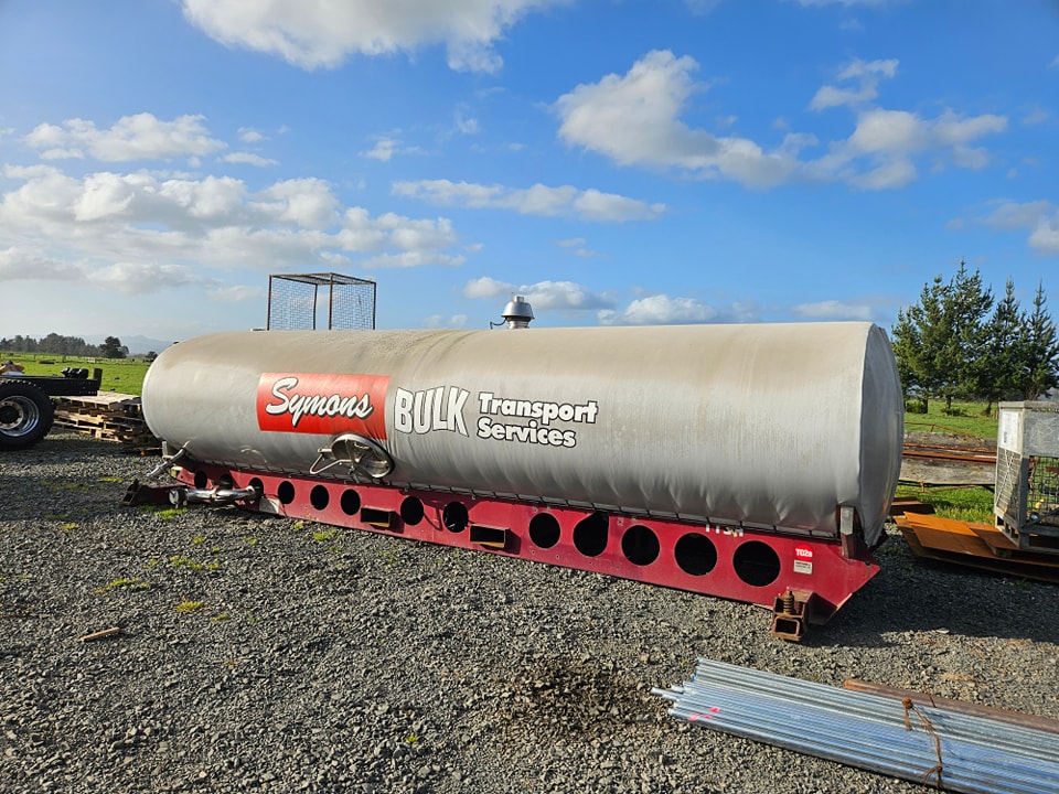 Symons Bulk Transport tanker on stand for fit-up