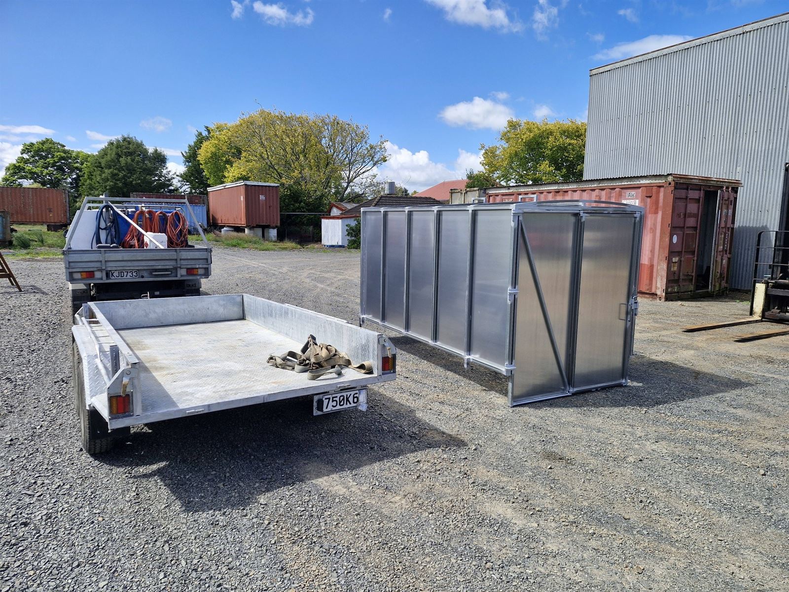 Galvanised stock crate trailer on dispatch